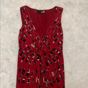 LOVE MOSCHINO red gathered dress